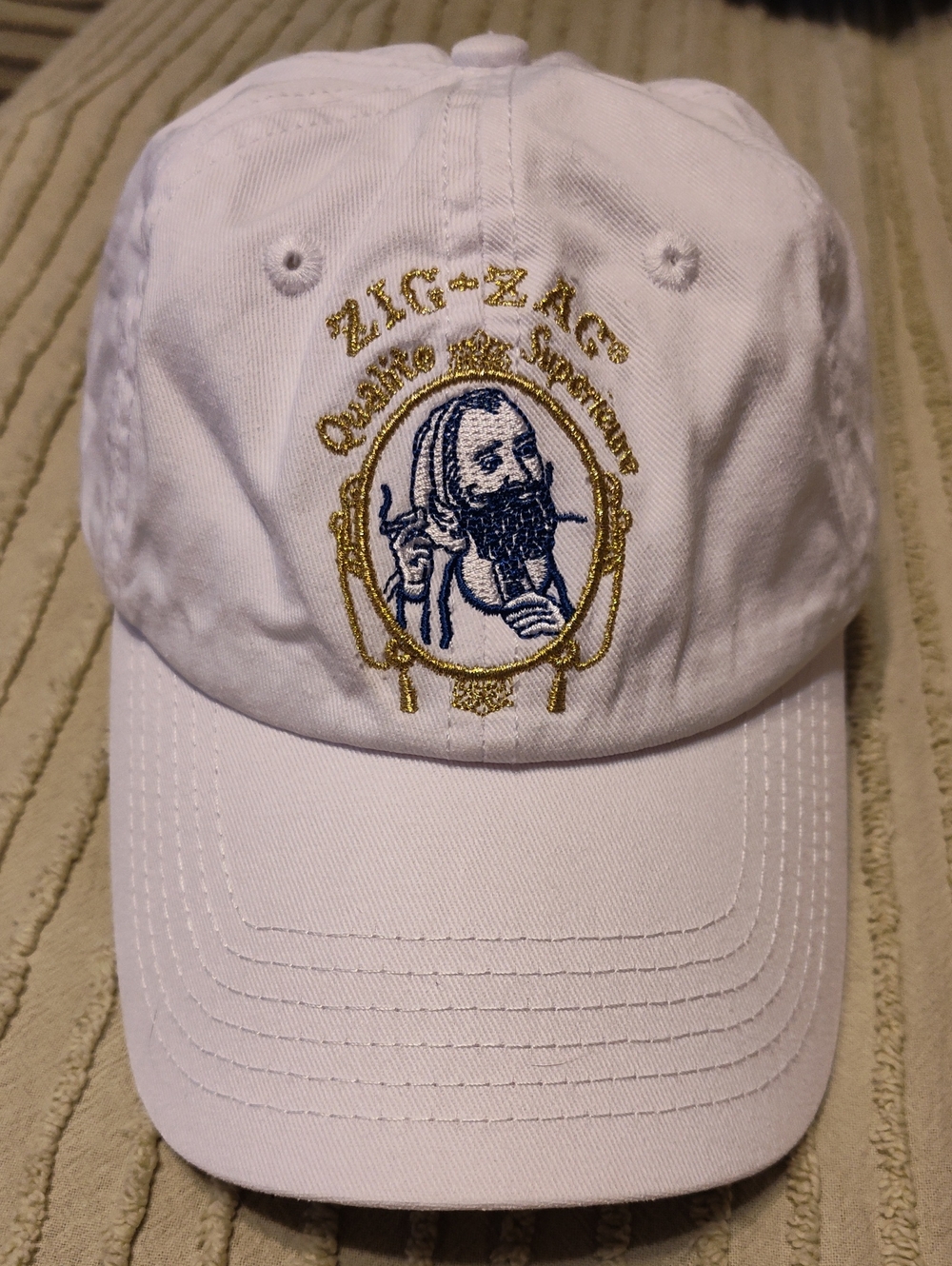 White Embroidered Cotton Baseball Cap